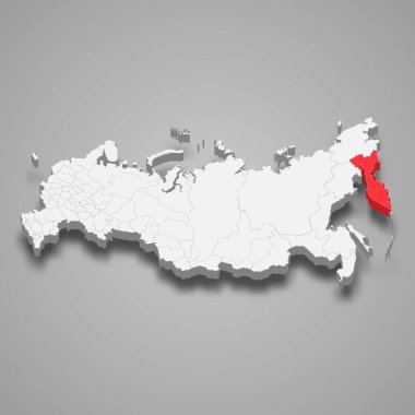 Gri Rusya 'nın 3D haritasında Kamçatka bölgesi kırmızıyla işaretlendi