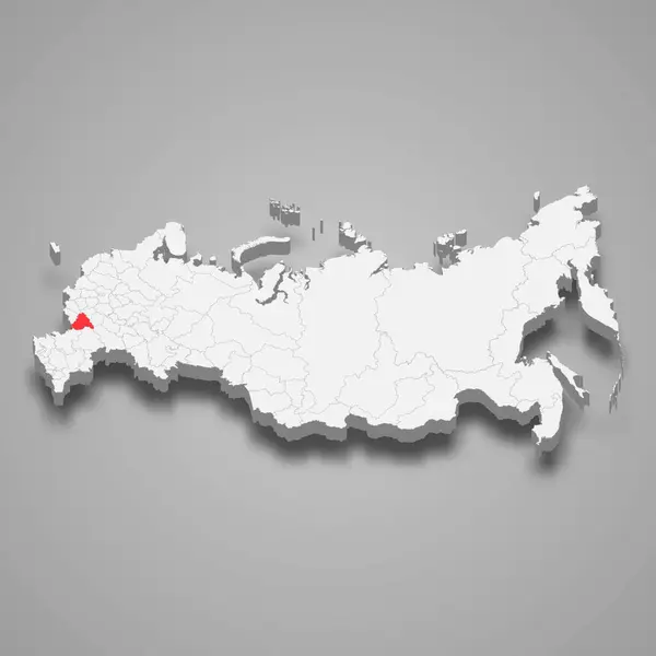 Wilayah Voronezh Ditandai Dengan Warna Merah Pada Peta Rusia Abu - Stok Vektor