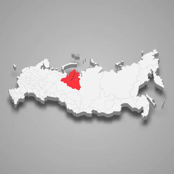 Yamalo Nenets Región Resaltada Rojo Mapa Gris Rusia — Vector de stock