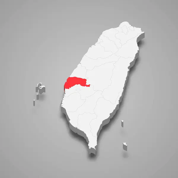 División Del Condado Yunlin Resaltada Rojo Mapa Gris Taiwán — Vector de stock