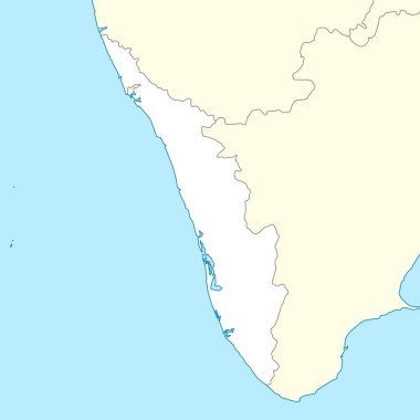 Kerala 'nın konum haritası komşu ülke ve devletin bulunduğu bir Hindistan eyaletidir.