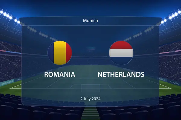 stock vector Romania vs Netherlands. Europe football tournament 2024, Soccer scoreboard broadcast graphic template