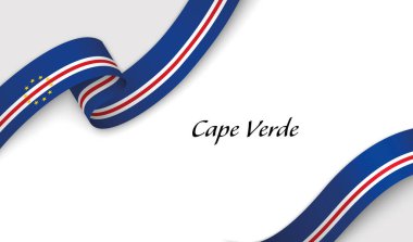Kopyalama uzayı ile beyaz arkaplan üzerinde Cape Verde fllag ile eğri kurdele