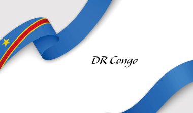 Telif uzaylı beyaz arkaplan üzerinde DR Kongo fllag ile eğri kurdele