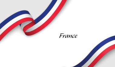 Telif uzaylı beyaz zemin üzerinde Fransa 'nın çarpıştığı eğri kurdele