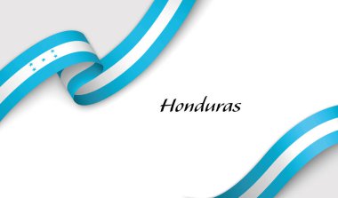 Kopyalama alanı ile beyaz arkaplan üzerinde Honduras fllag ile eğri kurdele