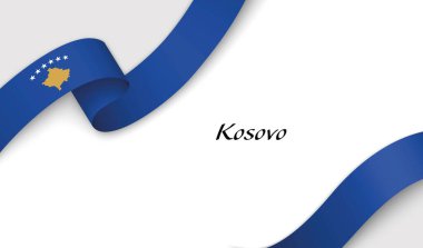 Telif uzaylı beyaz zemin üzerinde Kosova 'nın çarpıştığı eğri kurdele