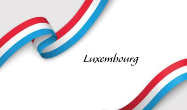 Telif uzaylı beyaz zemin üzerinde Lüksemburg 'un fllag' ı ile eğri kurdele