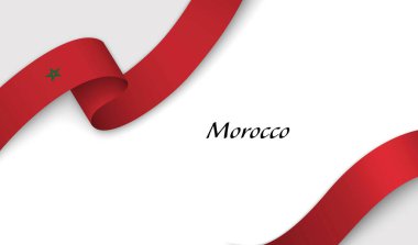 Fas 'ın çarpıştığı eğri kurdele beyaz arka planda kopyalanmış