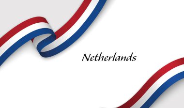 Kopyalama uzayı ile beyaz arkaplan üzerinde Hollanda 'nın fllag ile eğri kurdele