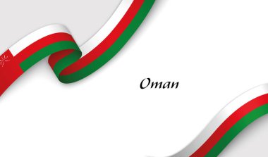 Beyaz zemin üzerinde Umman 'ın çırpınışları ve kopyalanmış boşluğu olan eğri kurdele