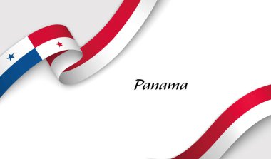 Telif uzayı ile beyaz arkaplan üzerinde Panama fllag ile eğri kurdele