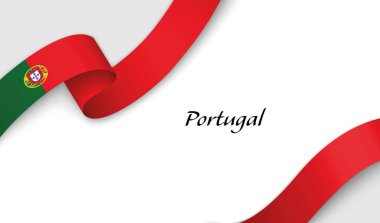 Beyaz zemin üzerinde Portekiz 'in çarpıştığı ve kopyalanan boşluklu eğri kurdele