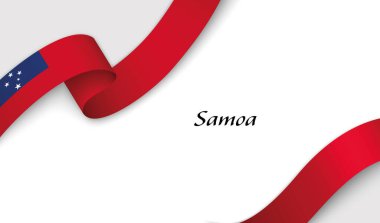 Beyaz arkaplan üzerinde Samoa kanat çırpması olan, kopyalanmış kurdele