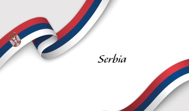 Telif uzaylı beyaz zemin üzerinde Sırbistan 'ın çarpıştığı eğri kurdele