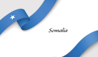 Telif uzayı ile beyaz zemin üzerinde Somali 'nin kanat çırpması ile kıvrımlı kurdele