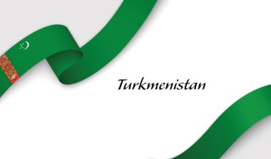 Kopyalama uzayı ile beyaz arkaplanda Türkmenistan 'ın çarpıştığı eğri kurdele