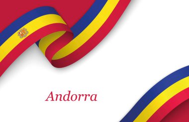 Beyaz zemin üzerinde Andorra kanat çırpması olan, kopyalanmış kurdele