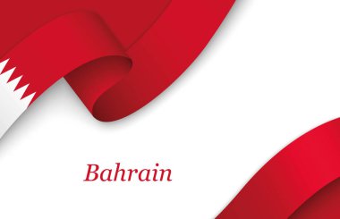 Beyaz arkaplan üzerinde Bahreyn kanat çırpması ile kopyalanmış kurdele