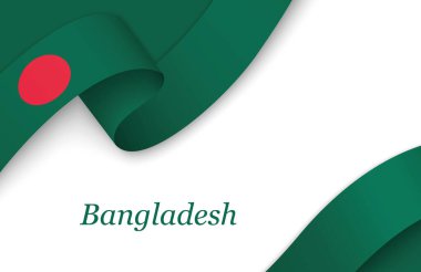 Beyaz arkaplanda kopyalanmış Bangladeş kanat çırpması ile eğri kurdele