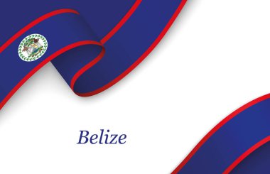 Kopyalama uzayı ile beyaz arkaplan üzerinde Belize fllag ile kıvrımlı kurdele