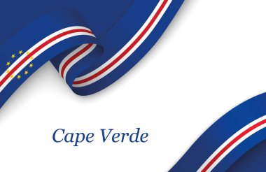 Kopyalama uzayı ile beyaz arkaplan üzerinde Cape Verde fllag ile eğri kurdele