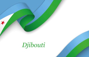 Telif uzayı ile beyaz arkaplan üzerinde Cibuti fllag ile eğri kurdele