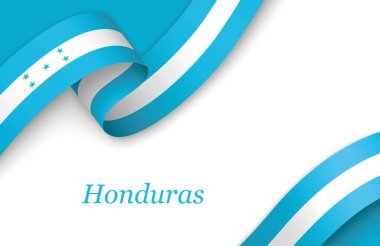 Kopyalama alanı ile beyaz arkaplan üzerinde Honduras fllag ile eğri kurdele