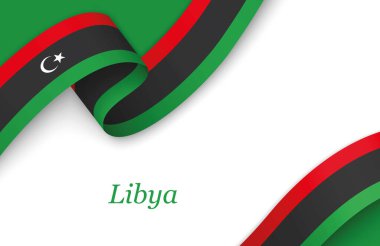 Telif uzaylı beyaz zemin üzerinde Libya 'nın çarpıştığı eğri kurdele