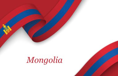 Beyaz arkaplanda kopyalanmış Moğolistan kanat çırpmasıyla eğrilmiş kurdele