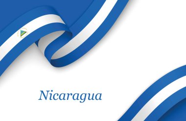 Beyaz arkaplan üzerinde Nikaragua kanat çırpması olan, kopyalanmış kurdele