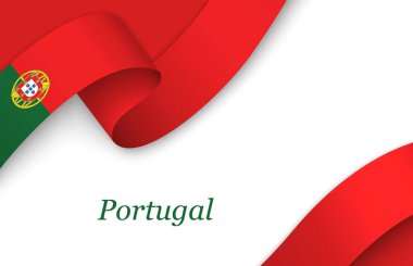 Beyaz zemin üzerinde Portekiz 'in çarpıştığı ve kopyalanan boşluklu eğri kurdele