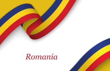 Telif uzaylı beyaz zemin üzerinde Romanya 'nın çarpıştığı eğri kurdele