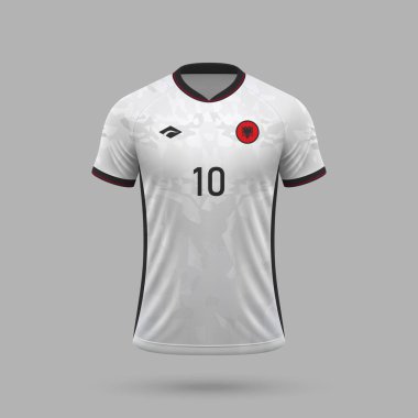 3D gerçekçi futbol uzak forma Arnavutluk milli takımı, futbol takımı 2024 için gömlek şablonu