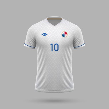 3D gerçekçi futbol deplasman forması Panama Milli Takımı, futbol takımı 2024 için gömlek şablonu