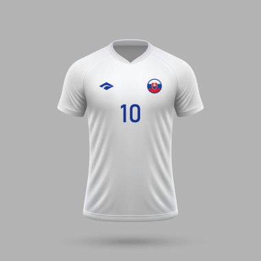 3D gerçekçi futbol deplasman forması Slovakya Milli Takımı, futbol takımı 2024 için gömlek şablonu