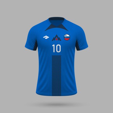 3D gerçekçi futbol deplasman forması Slovenya Milli Takımı, futbol takımı 2024 için gömlek şablonu