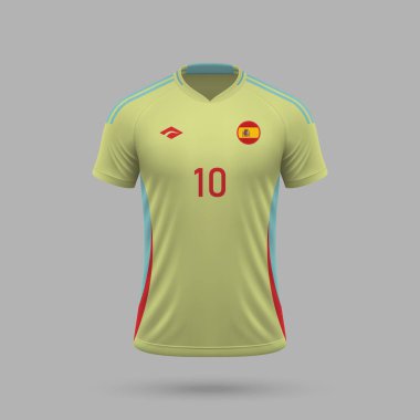 3D gerçekçi futbol uzak forma İspanya Milli Takımı, futbol takımı 2024 için gömlek şablonu