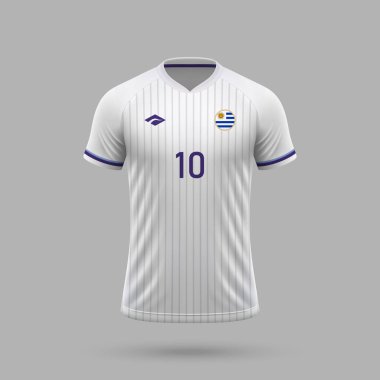 3D gerçekçi futbol deplasman forması Uruguay milli takımı, 2024 futbol takımı için gömlek şablonu