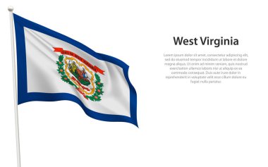 Batı Virginia 'nın izole dalgalanan bayrağı beyaz arka planda ABD' dir.. 