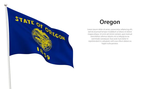 stock vector Isolated waving flag of Oregon is a state United States on white background. 