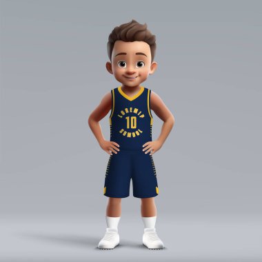 Indiana takım takımında 3 boyutlu sevimli genç basketbolcu.