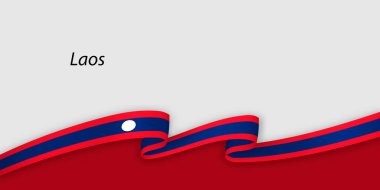 Ulusal bayrak taşıyan 3d şerit Laos beyaz arkaplanda kopyalanmış