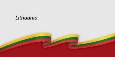 Litvanya ulusal bayrağına sahip 3d kurdele, telif uzayı ile beyaz zemin üzerinde izole edildi
