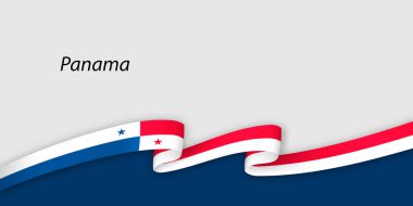 Panama ulusal bayrağına sahip 3d şerit beyaz arka planda kopyalanmış