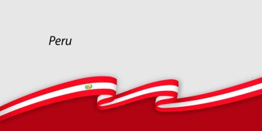 Peru ulusal bayrağına sahip 3d şerit beyaz arka planda kopyalanmış