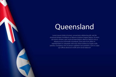 Queensland 3d bayrağı, Avustralya bölgesi, telif uzayı ile izole edilmiş.