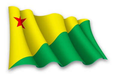 Akre 'nin gerçekçi dalgalanan bayrağı, Brezilya eyaleti, beyaz arka planda izole.