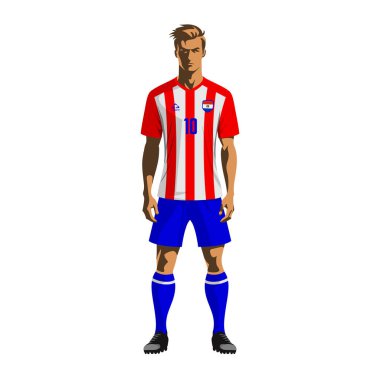 Paraguay formalı bir futbolcu. Vektör illüstrasyonu