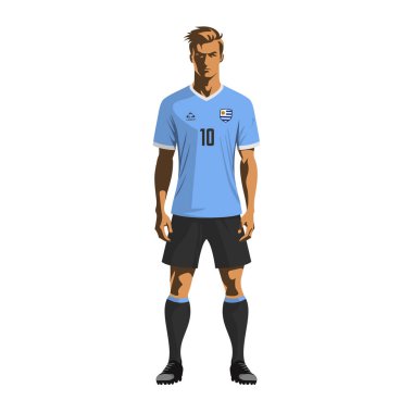 Uruguay formalı bir futbolcu. Vektör illüstrasyonu